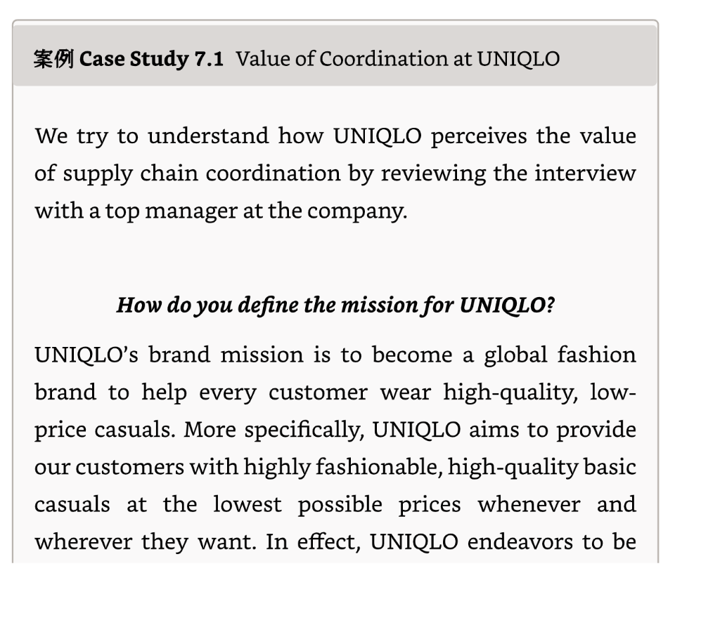 -Read Case 7.1: Uniqlo and answer the given