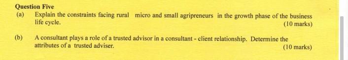 please help Question Five (a) Explain the