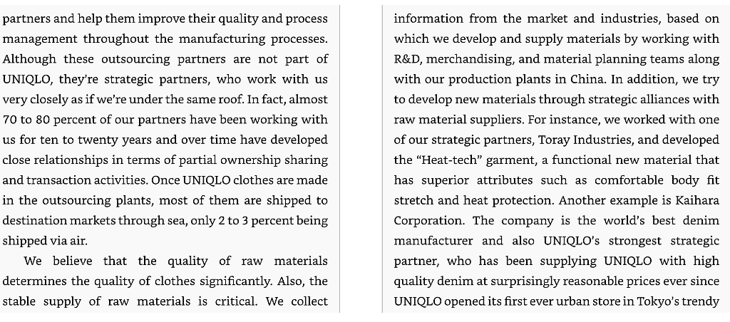 -Read Case 7.1: Uniqlo and answer the given