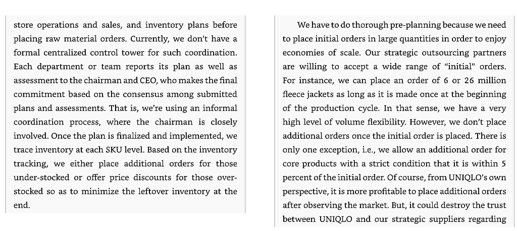 -Read Case 7.1: Uniqlo and answer the given