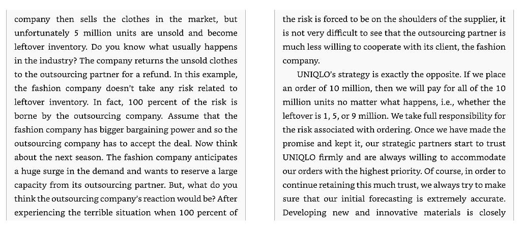 -Read Case 7.1: Uniqlo and answer the given