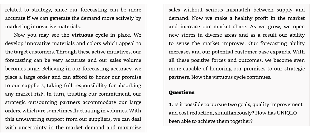 -Read Case 7.1: Uniqlo and answer the given