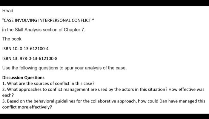 Read "CASE INVOLVING INTERPERSONAL CONFLICT" in