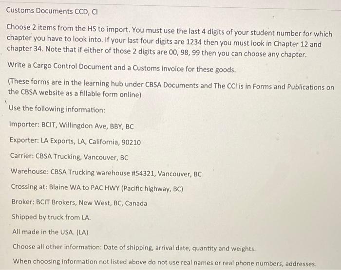 four digit code is 3283 Customs Documents CCD, CI