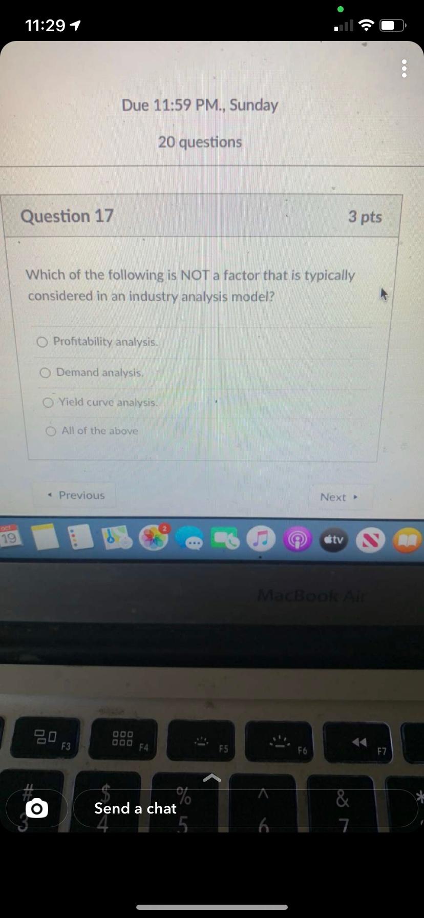 11:29 1 : Due 11:59 PM., Sunday 20 questions
