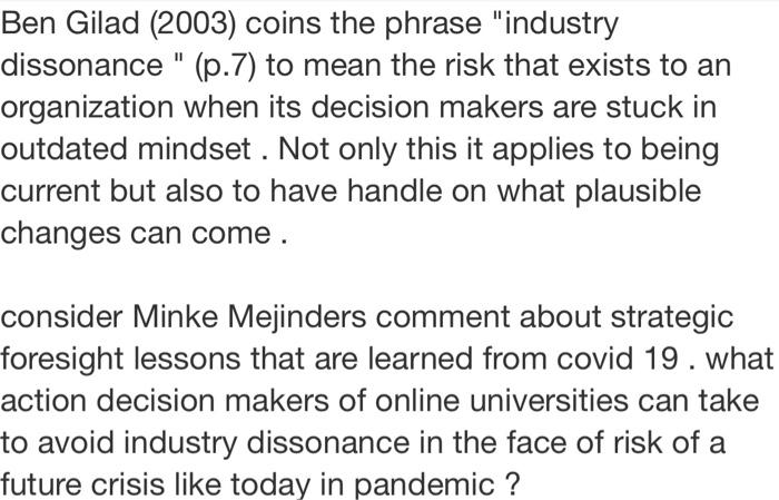 please explain in 200-250 words Ben Gilad (2003)