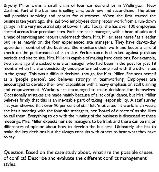 Bryony Miller owns a small chain of four car