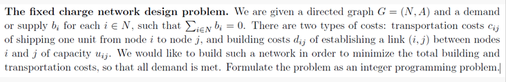 = The fixed charge network design problem. We are
