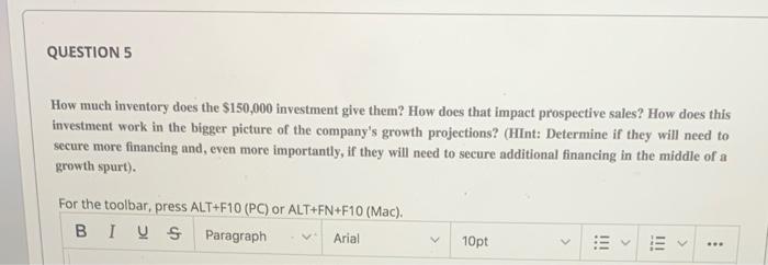 QUESTIONS How much inventory does the $150,000