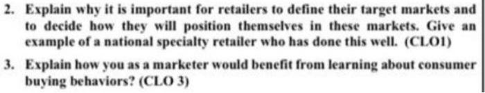 2. Explain why it is important for retailers to