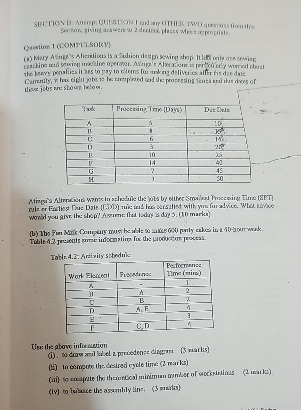 SECTION B. Attempt QUESTIONI and any OTHER TWO