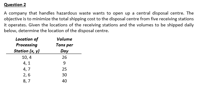 Question 2 A company that handles hazardous waste