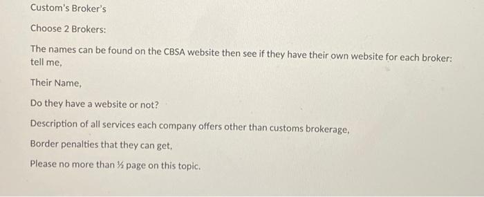 four digit code is 3283 Custom's Broker's Choose