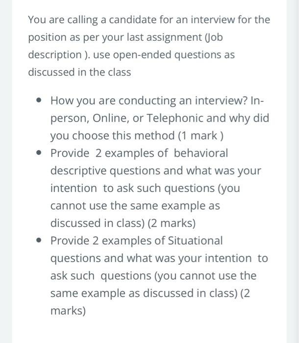 human resourses You are calling a candidate for