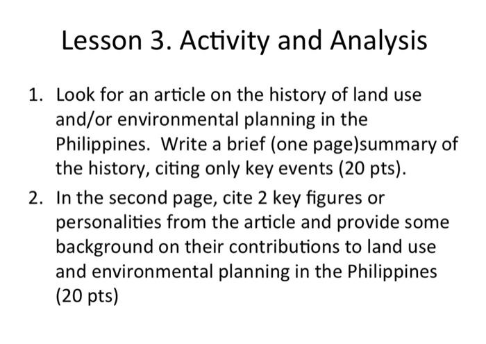 Lesson 3. Activity and Analysis 1. Look for an
