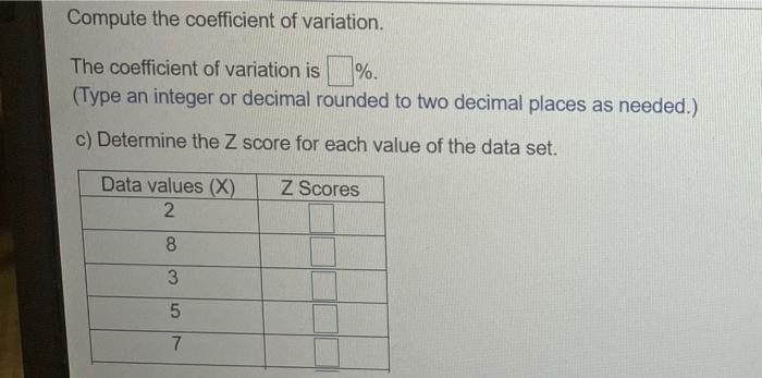 The following is a set of data from a sample of n