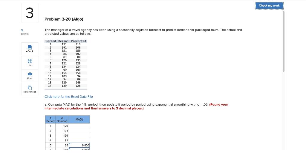 Check my work 3 3 Problem 3-28 (Algo) 5 points
