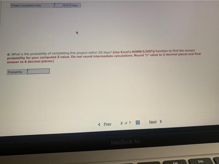 Project completion line 10 Toy d. What is the
