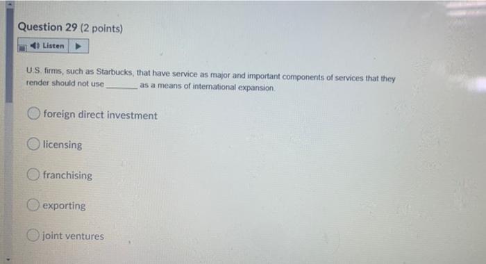 i need this fast please Question 29 (2 points)