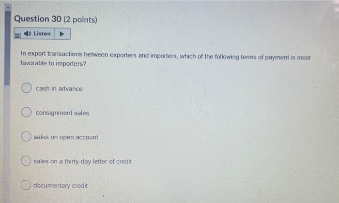 i need this fast please Question 29 (2 points)