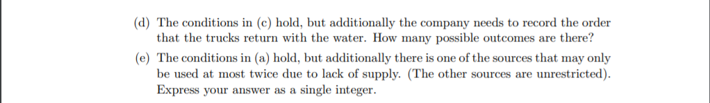 Solution required for question d and e Solution