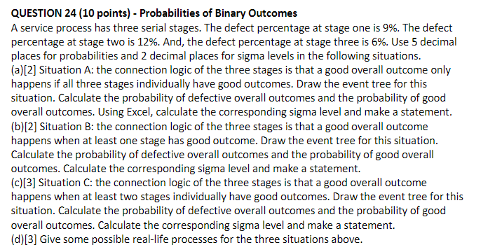 QUESTION 24 (10 points) - Probabilities of Binary