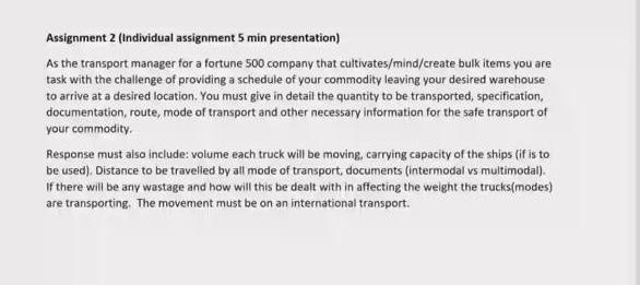 Assignment 2 (individual assignment 5 min