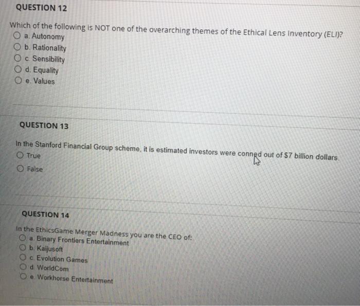 QUESTION 12 Which of the following is NOT one of