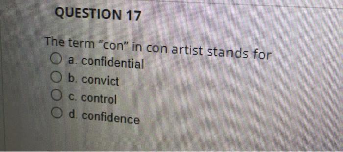 QUESTION 18 Which of the following is NOT one of