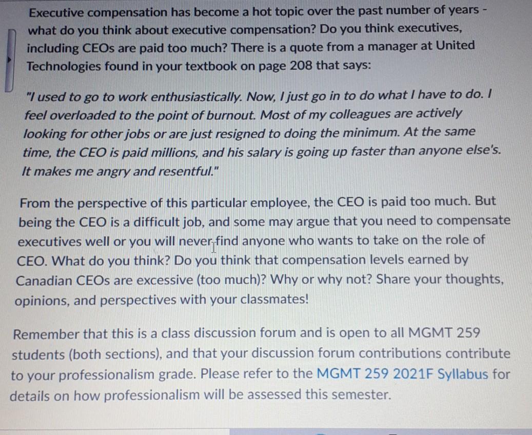 Executive compensation has become a hot topic