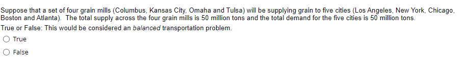 THANK YOU!! Suppose that a set of four grain