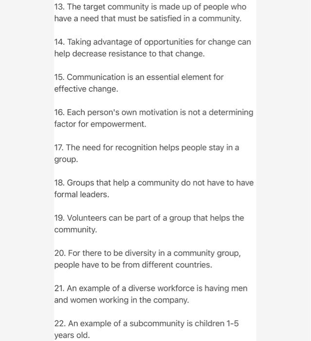 13. The target community is made up of people who