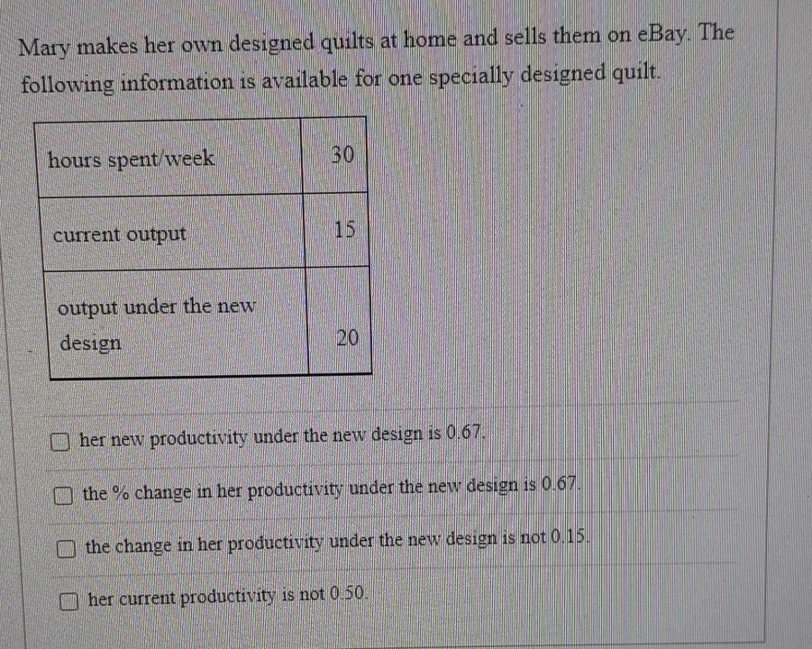 Check all that apply please Mary makes her own