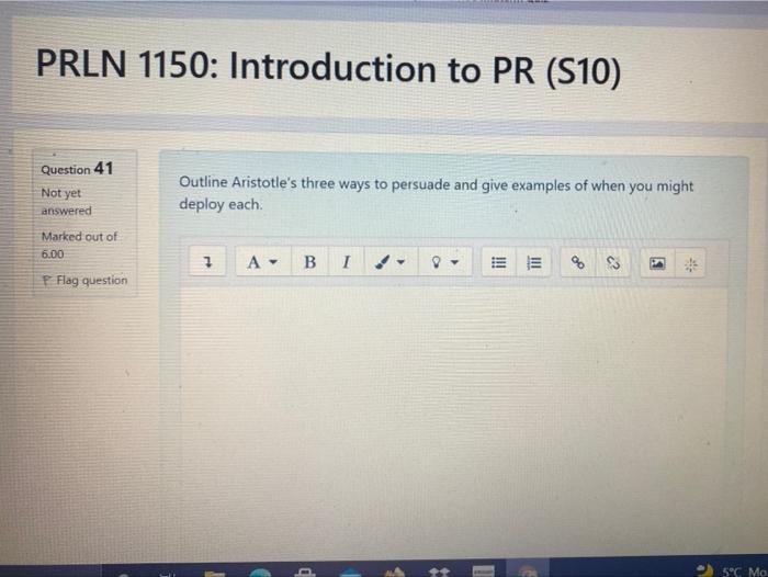 PRLN 1150: Introduction to PR (S10) Question 41