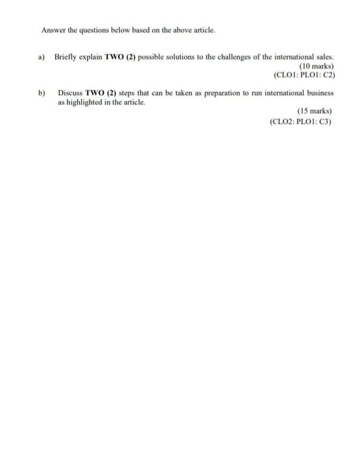 1. Read the article below and answer the