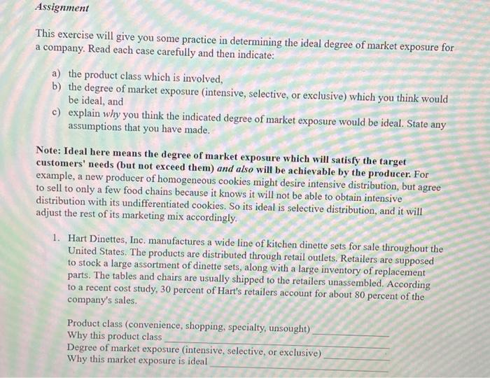 Assignment This exercise will give you some