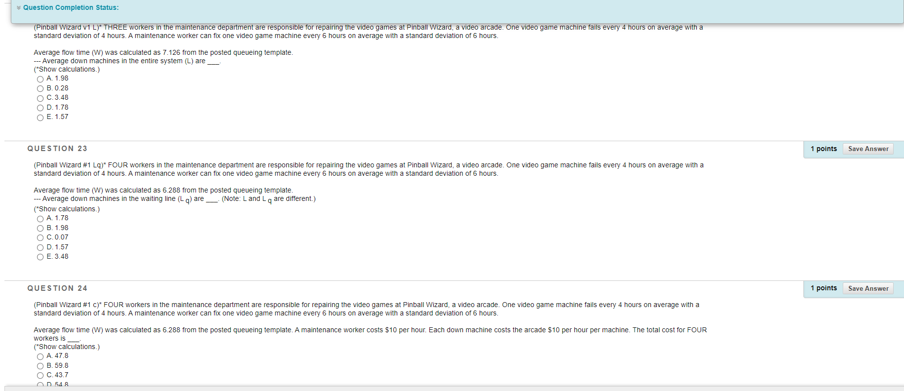 Question Completion Status: (Pinball Wizard v1