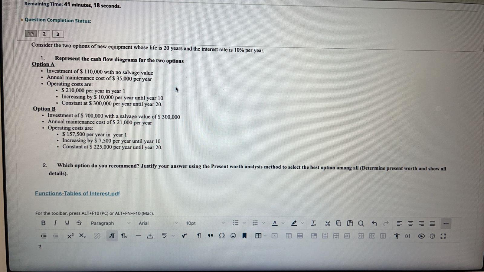 Remaining Time: 41 minutes, 18 seconds. Question