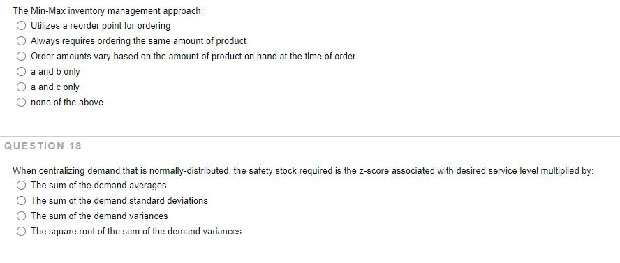 The Min-Max inventory management approach: