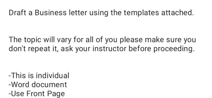 Draft a Business letter using the templates