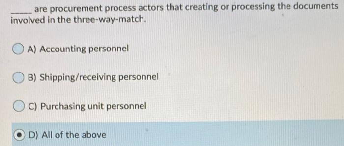 are procurement process actors that creating or