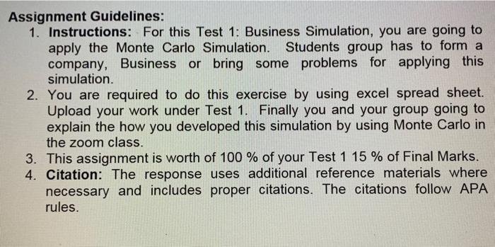 Assignment Guidelines: 1. Instructions: For this