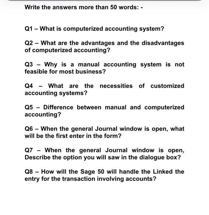 please answer the each ques in 50 words Write the