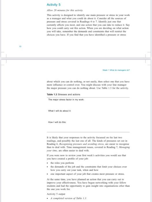 Activity 5 Allow 20 minutes for this action, This