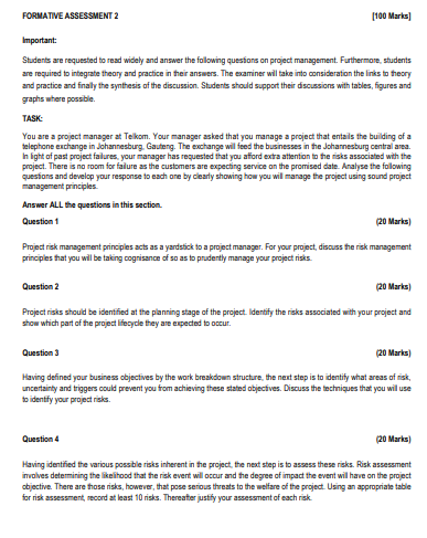 FORMATIVE ASSESSMENT 2 [100 Marks] Important: