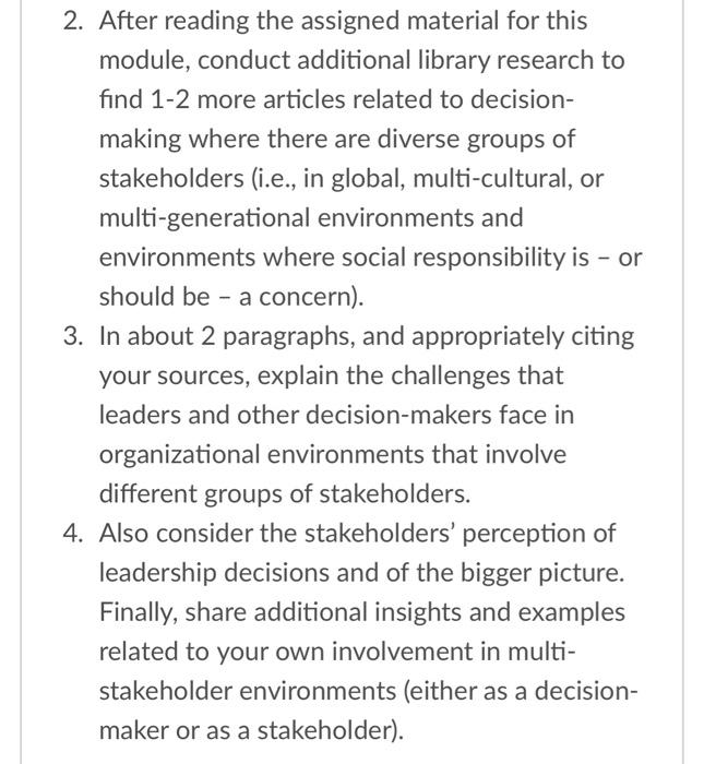 2. After reading the assigned material for this