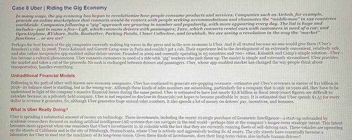 Please write the case study of this. Case 8 Uber