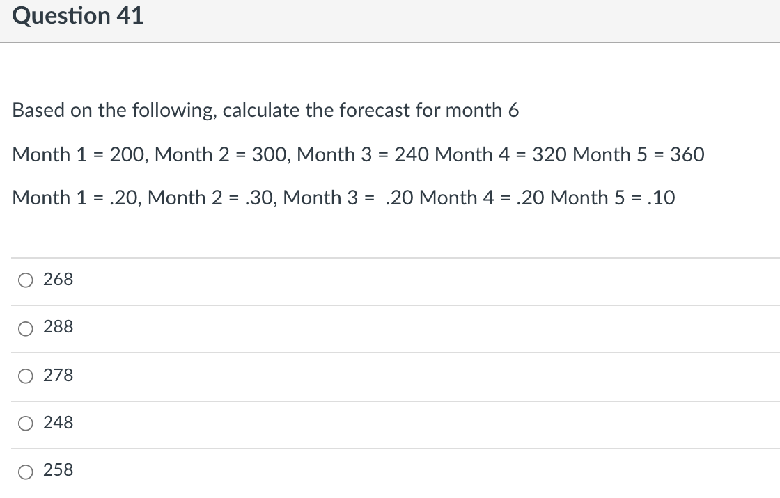 Question 39 This forecasting method has a data