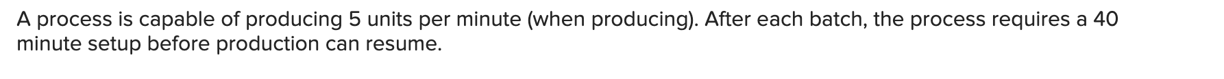 A process is capable of producing 5 units per