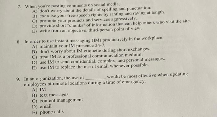 Help 7. When you're posting comments on social